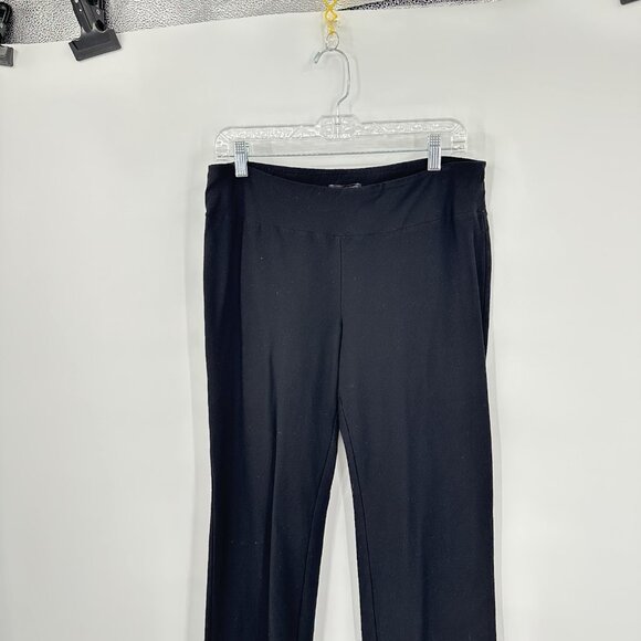 pants straight leg pull on elastic waist knit stretchy black M - Picture 4 of 6